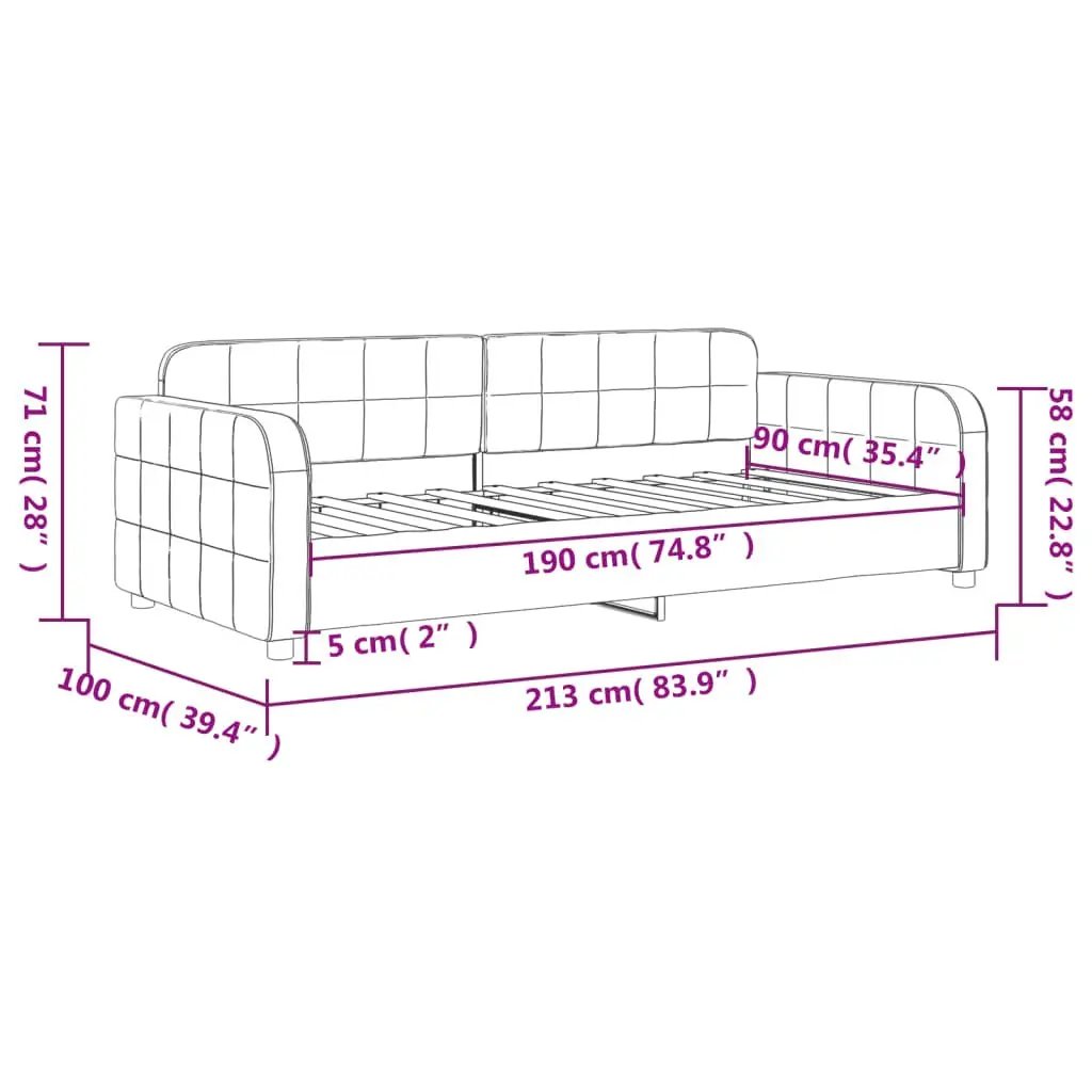 Day Bed Sofa Grey 90x190cm Modern Couch Furniture Guest Bedroom Living Room