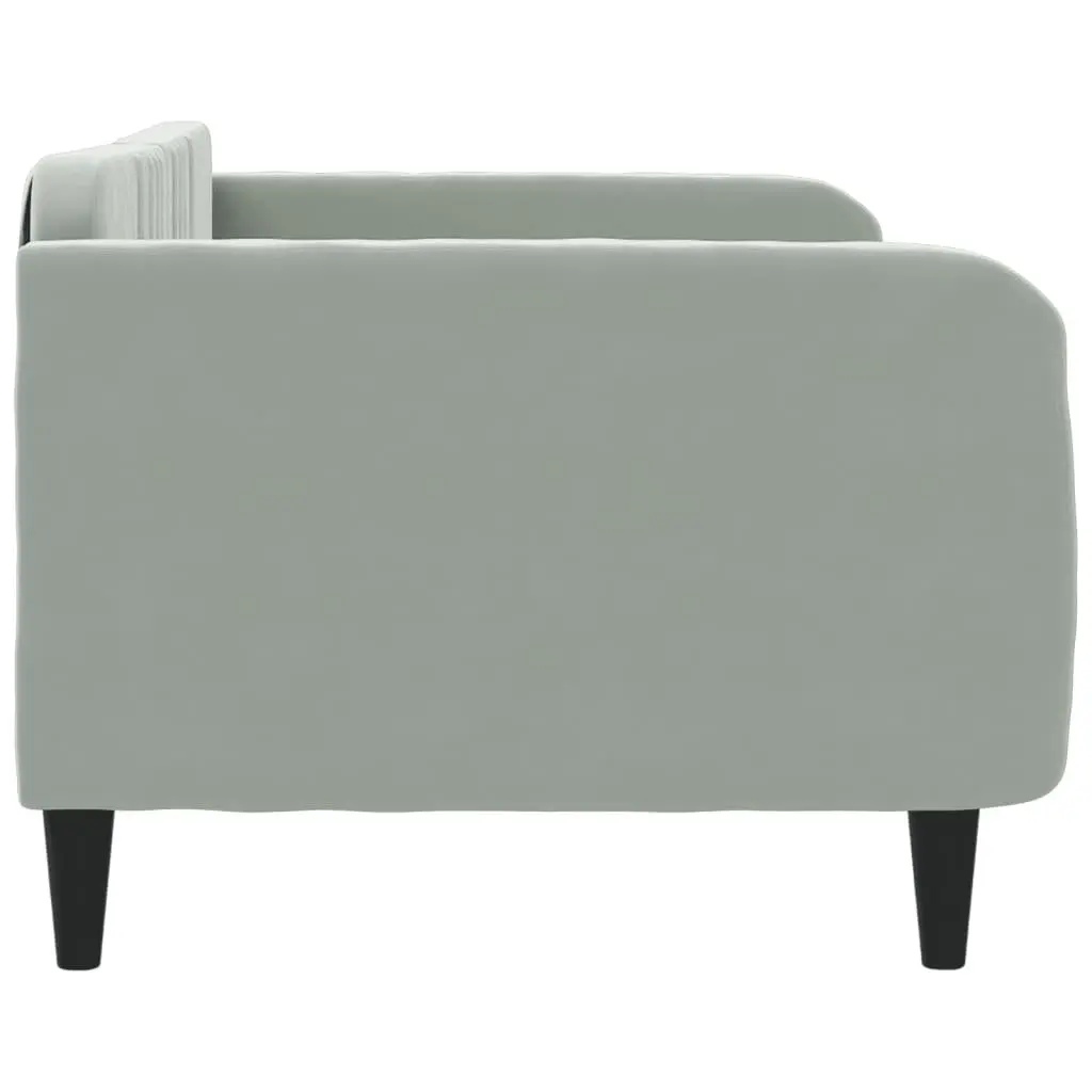Day Bed Sofa Bed Grey Velvet 90x190 cm Modern Couch Guest Sleeping Furniture