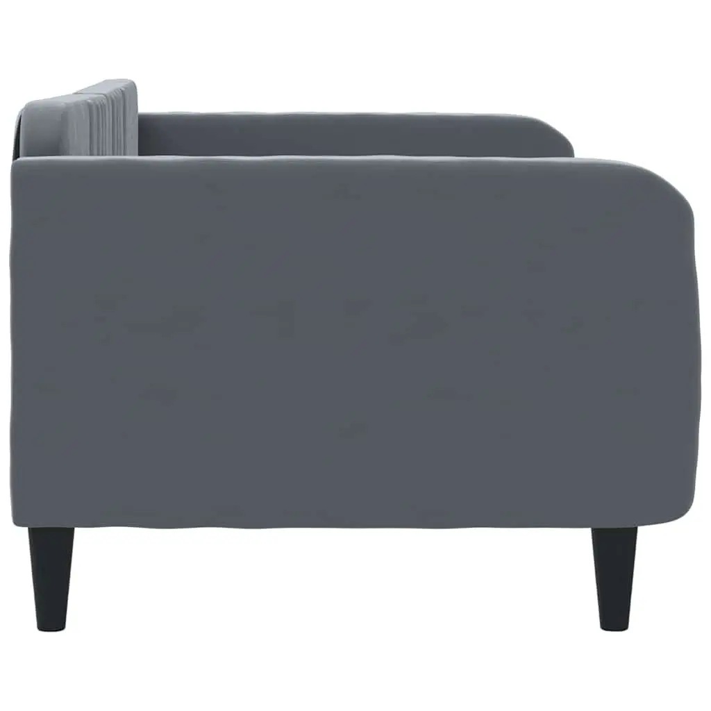 Day Bed Sofa Bed Frame Velvet Grey 90x190 cm Sleeping Couch Guest Furniture