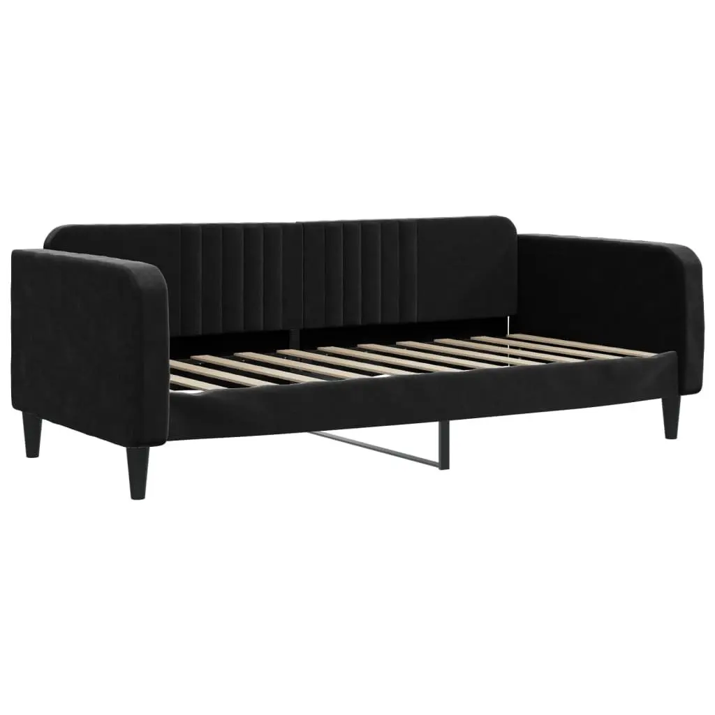 Day Bed Sofa Bed for Guest Bedroom 90x190 cm Black Velvet Upholstered