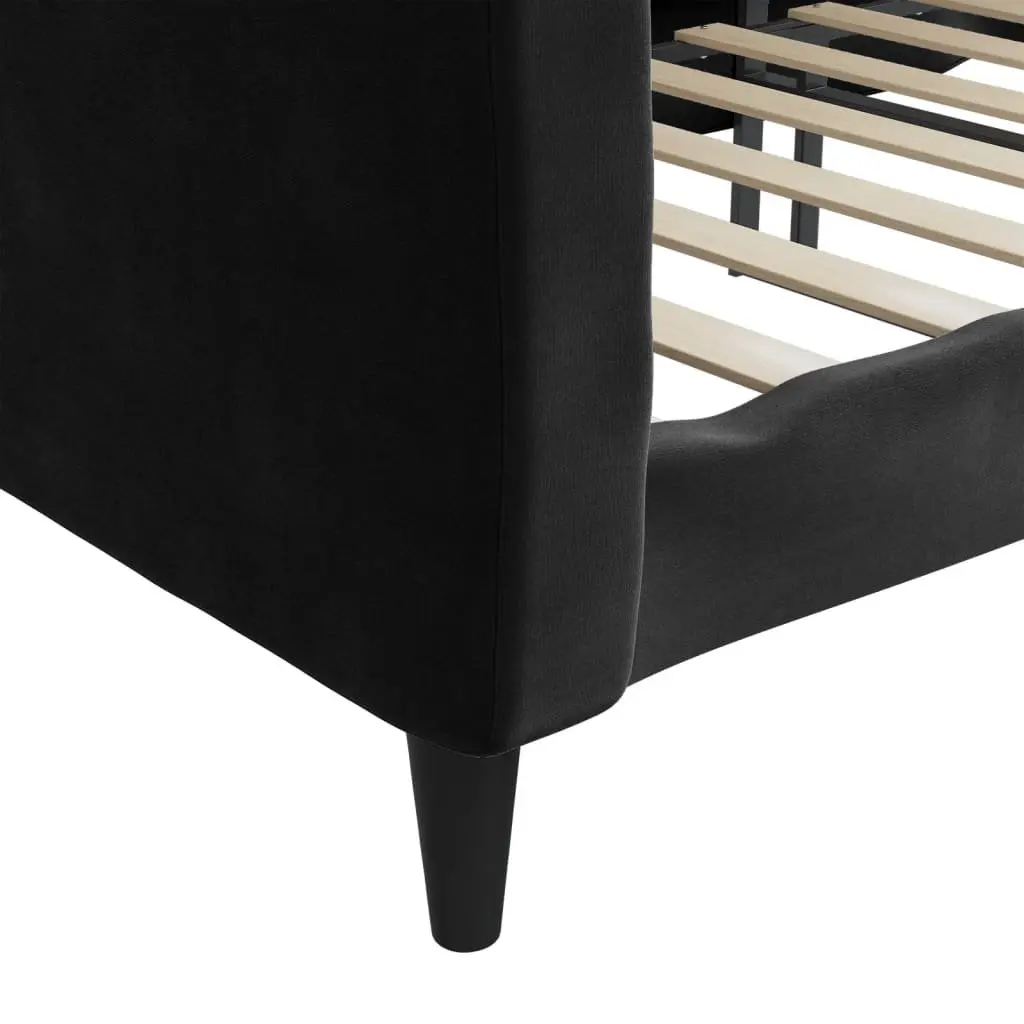 Day Bed Sofa Bed for Guest Bedroom 90x190 cm Black Velvet Upholstered