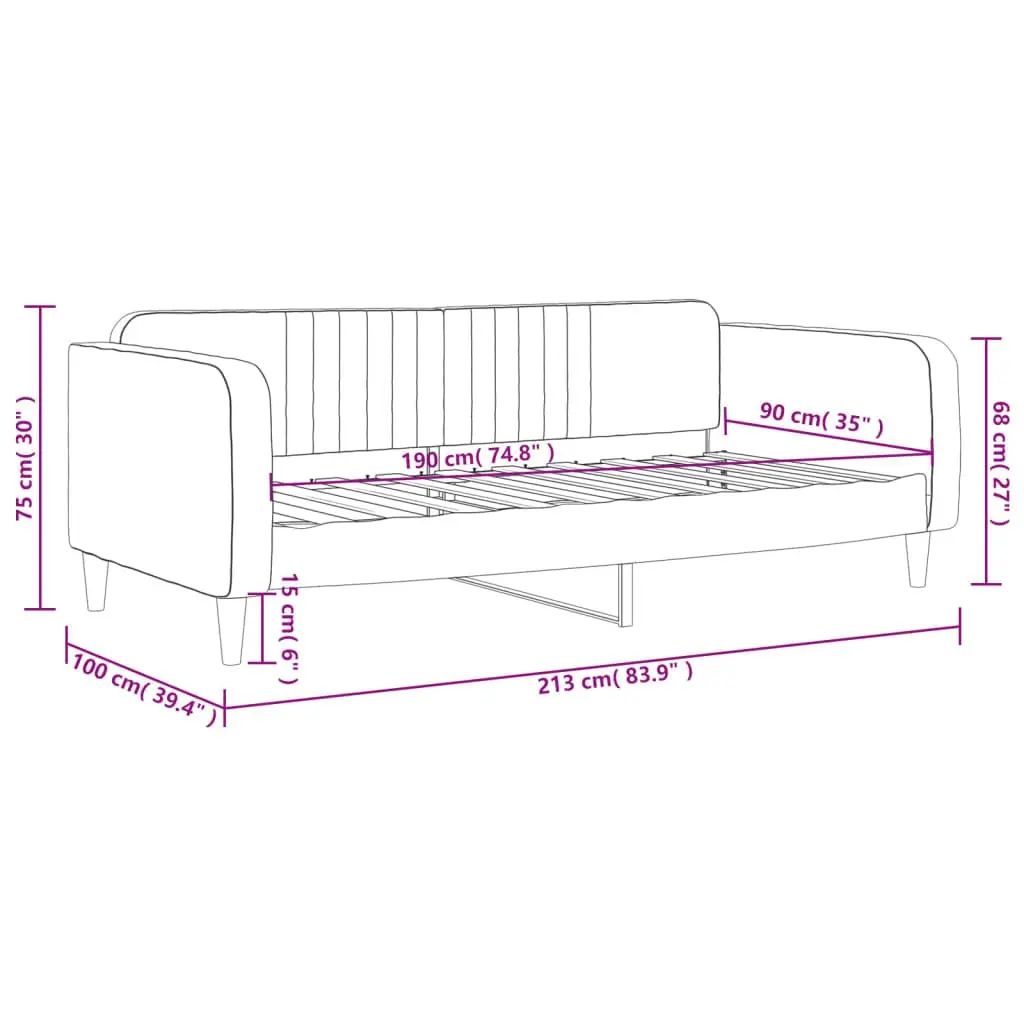 Day Bed Sofa Bed for Guest Bedroom 90x190 cm Black Velvet Upholstered
