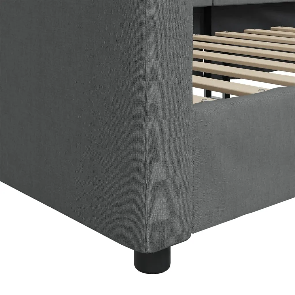 Day Bed Sofa Bed 90x190 cm Grey Fabric 2-in-1 Guest Bed Modern Design Frame