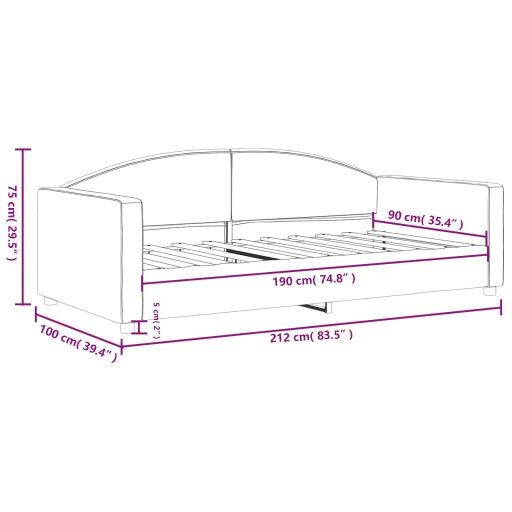 Day Bed Sofa Bed 90x190 cm Grey Fabric 2-in-1 Guest Bed Modern Design Frame