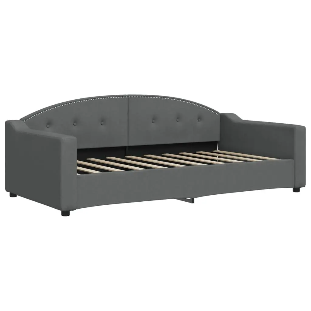 Grey Fabric Day Bed Sofa Bed 90x190cm with Slatted Frame