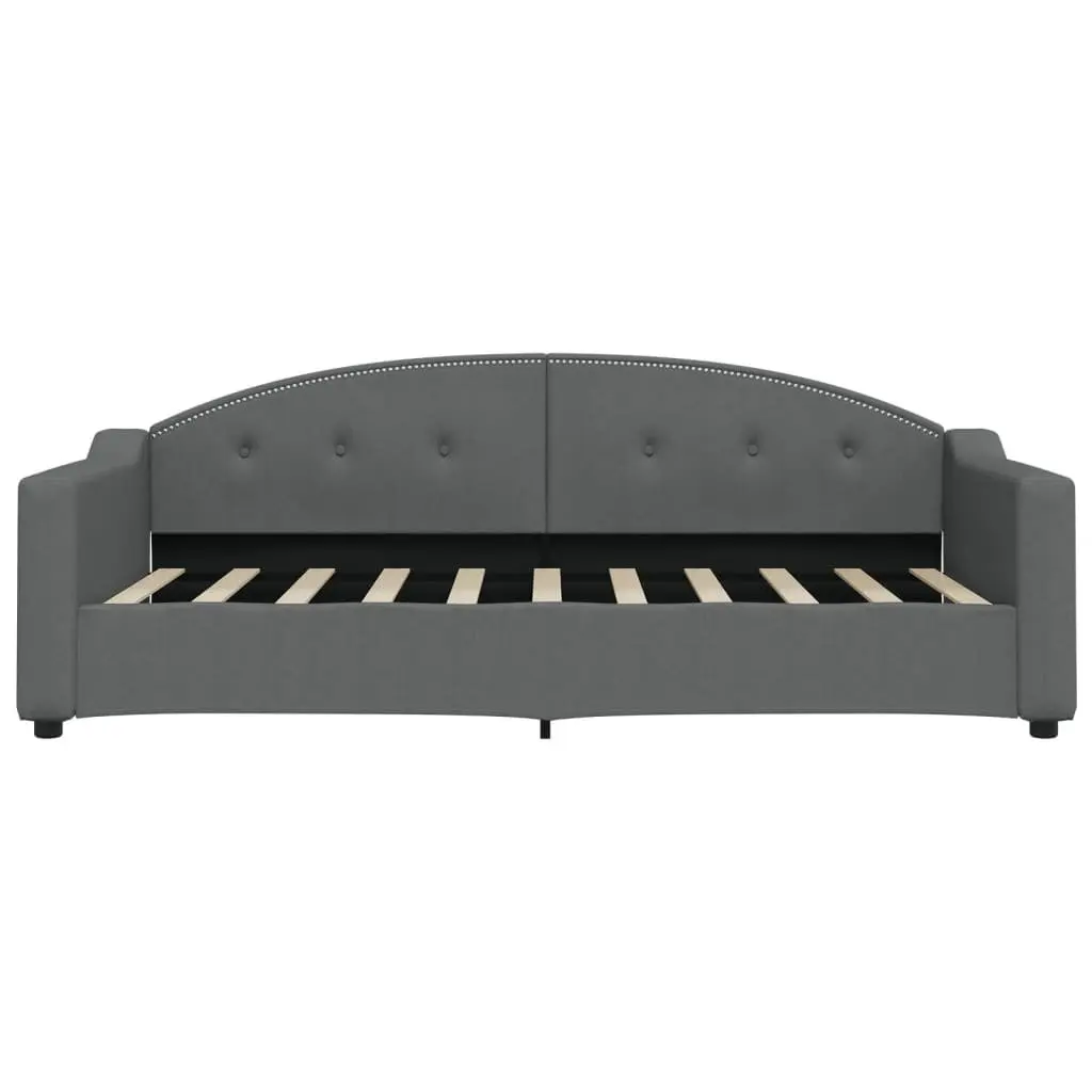 Grey Fabric Day Bed Sofa Bed 90x190cm with Slatted Frame
