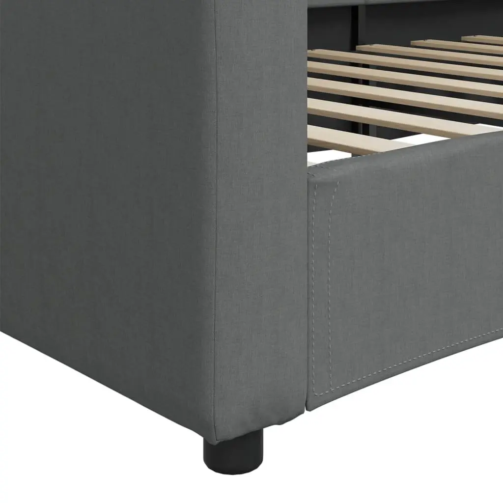 Grey Fabric Day Bed Sofa Bed 90x190cm with Slatted Frame