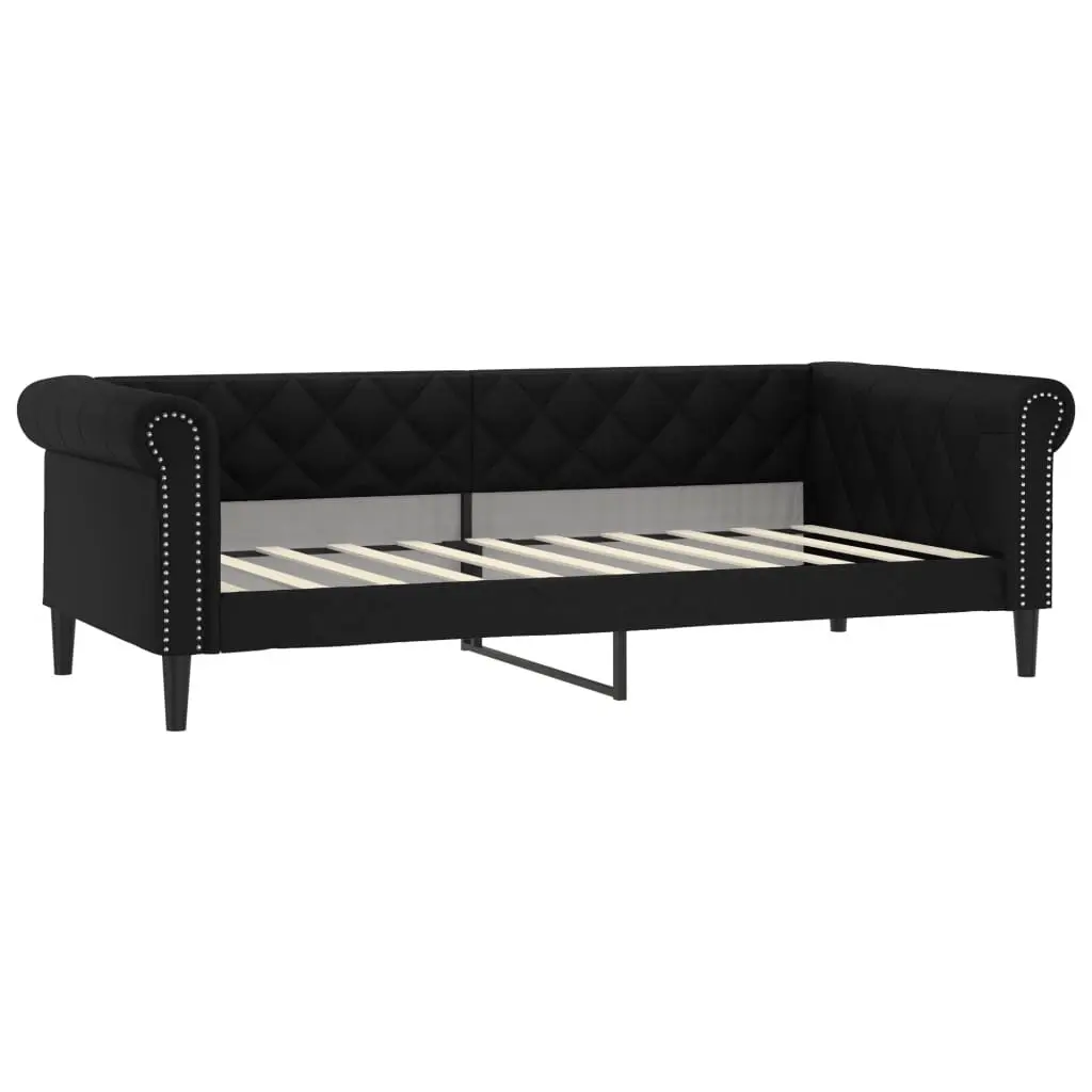 Day Bed Sofa Bed for Guest Bedroom 90x190 cm Black Faux Leather