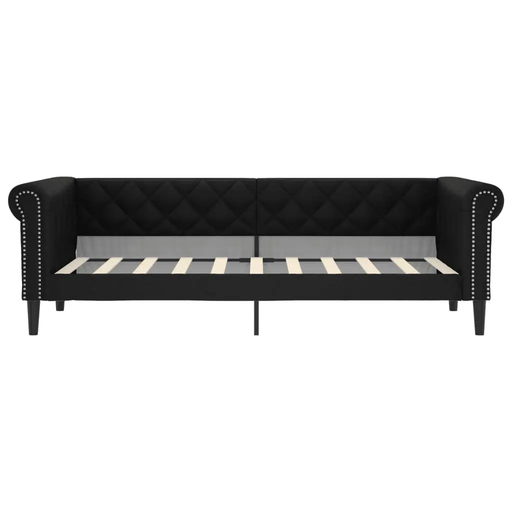 Day Bed Sofa Bed for Guest Bedroom 90x190 cm Black Faux Leather