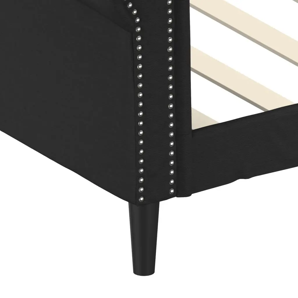 Day Bed Sofa Bed for Guest Bedroom 90x190 cm Black Faux Leather