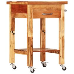 Dimensions: Kitchen Trolley 55x55x89cm - Solid Acacia Wood