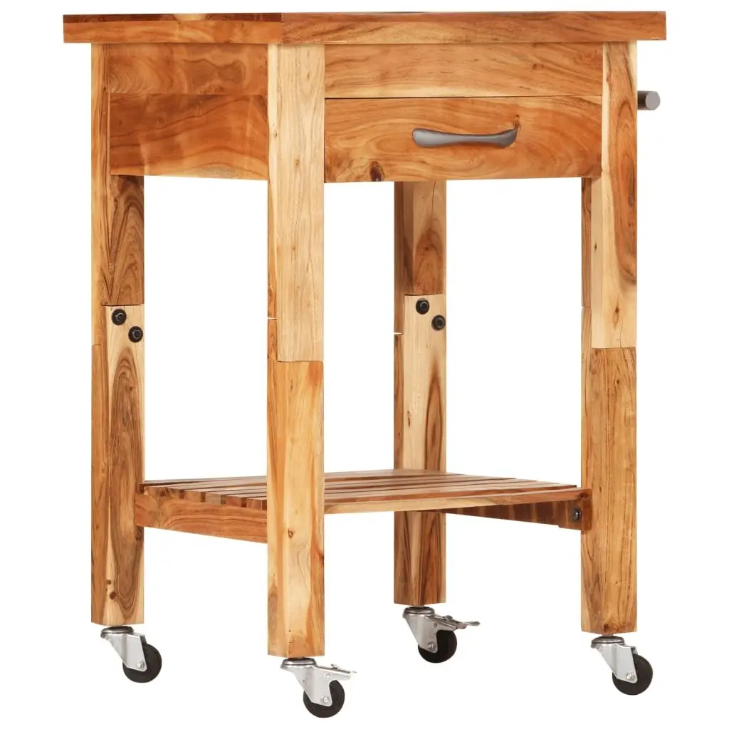 Kitchen Trolley 55x55x89cm Solid Wood Acacia Brown Storage Cart Drawer Shelf