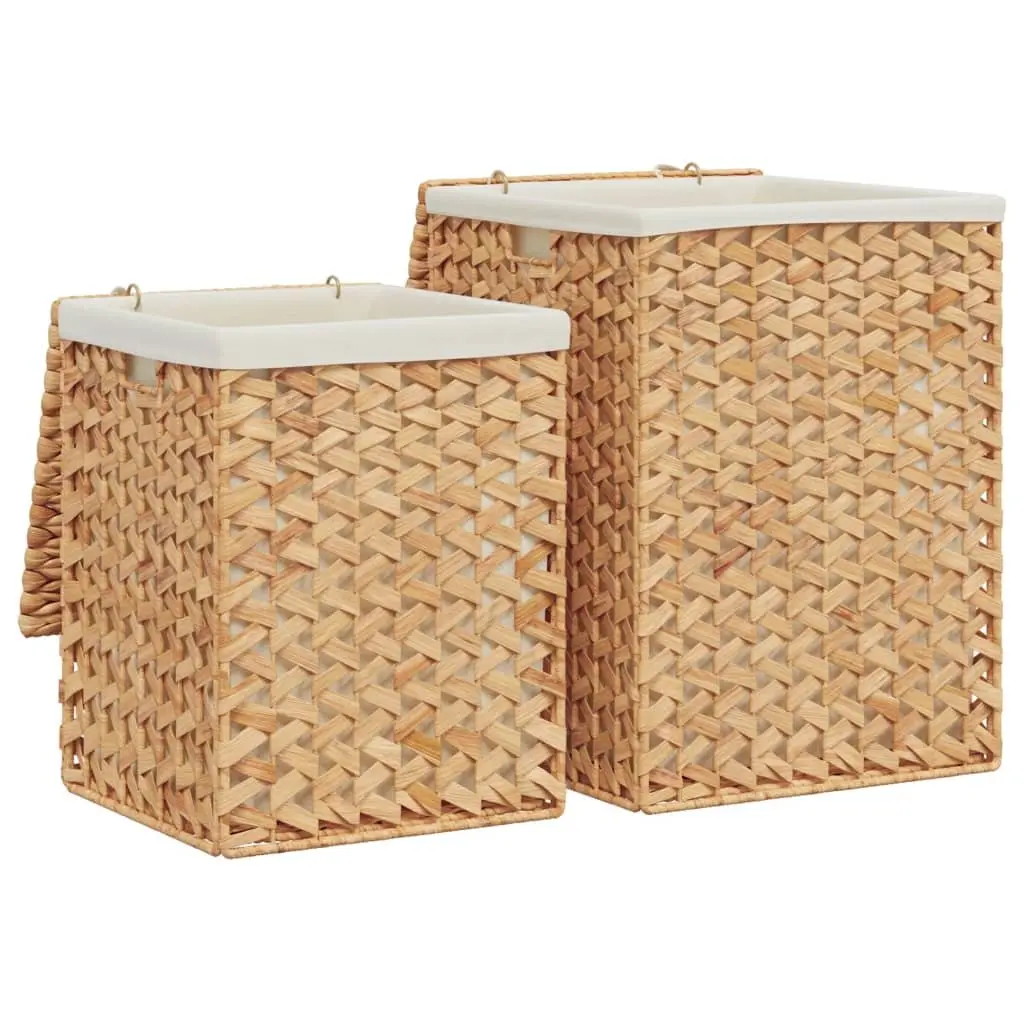 Laundry Baskets for Bathroom or Laundry Room 2 Piece Brown Foldable with Lid and Handle