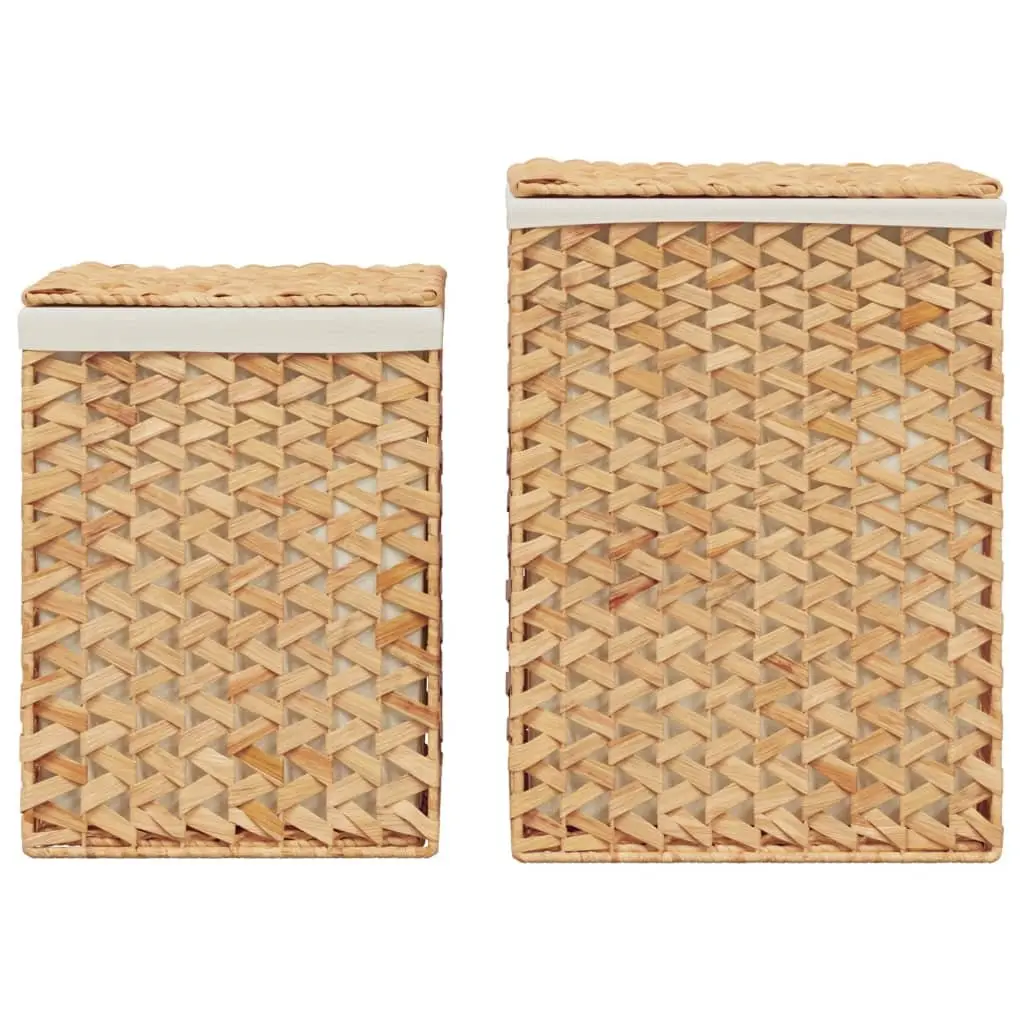 Laundry Baskets for Bathroom or Laundry Room 2 Piece Brown Foldable with Lid and Handle