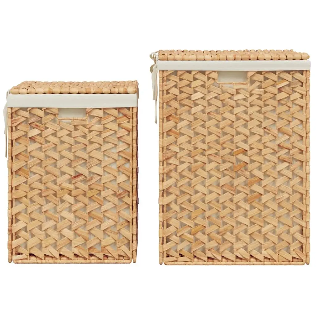 Laundry Baskets for Bathroom or Laundry Room 2 Piece Brown Foldable with Lid and Handle