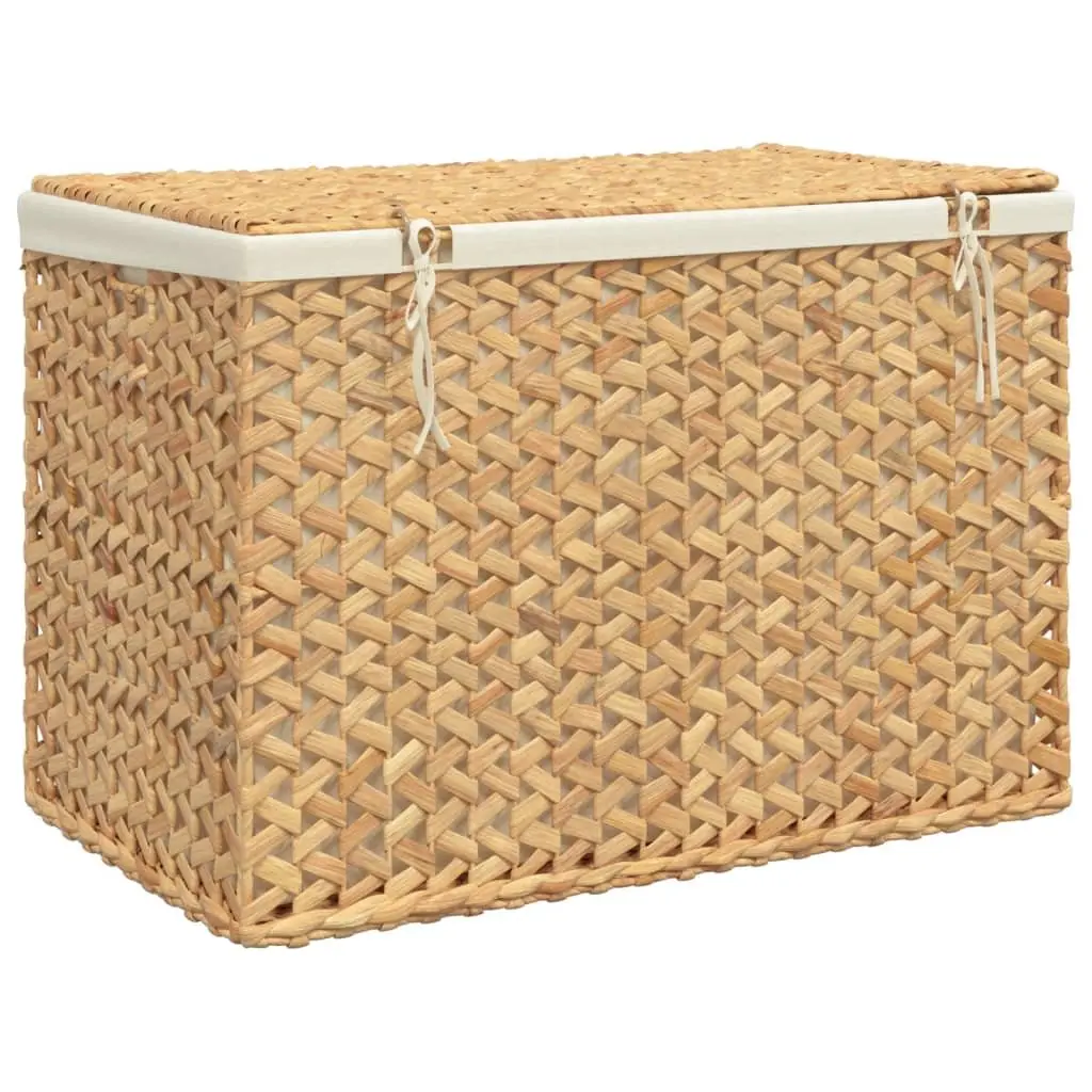 Laundry Basket 3 Sections Water Hyacinth Brown Foldable Storage Hamper Household