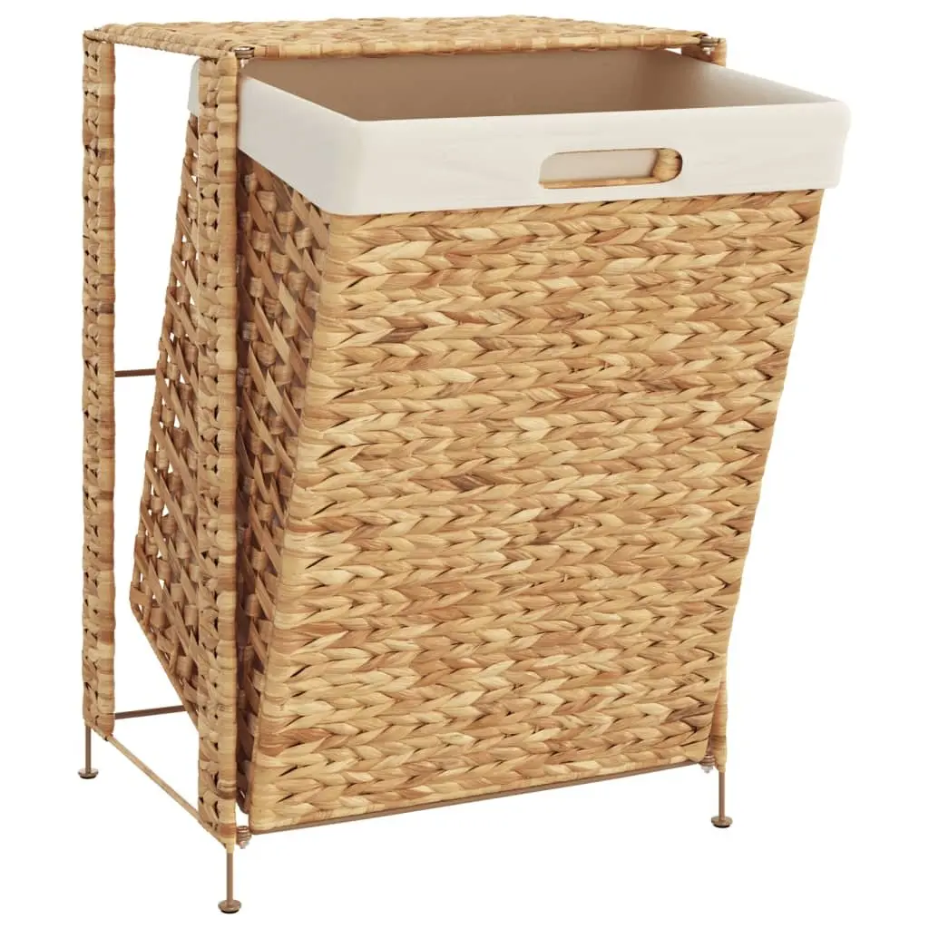 Laundry Basket for Home 44x34x64 cm Brown Water Hyacinth Storage Hamper with Lid Handle