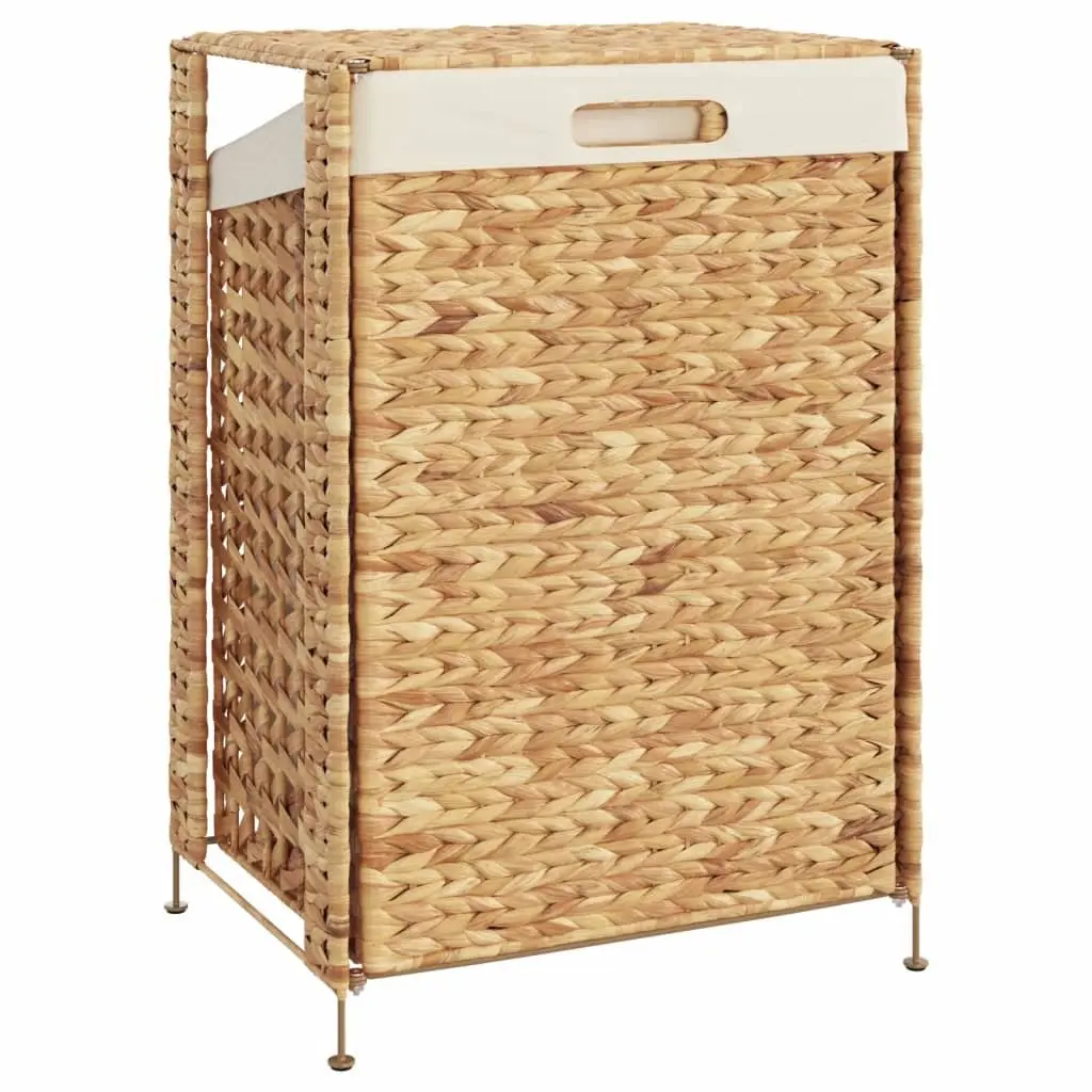 Laundry Basket for Home 44x34x64 cm Brown Water Hyacinth Storage Hamper with Lid Handle