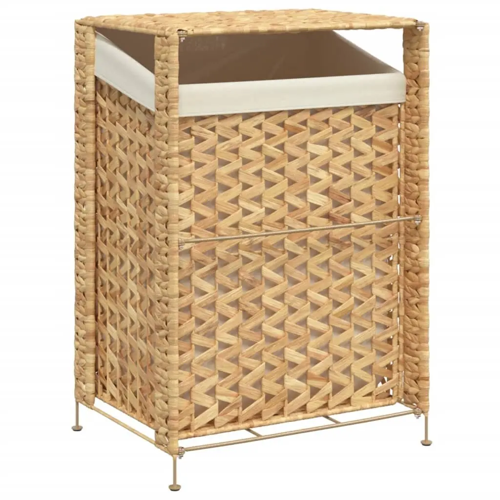 Laundry Basket for Home 44x34x64 cm Brown Water Hyacinth Storage Hamper with Lid Handle