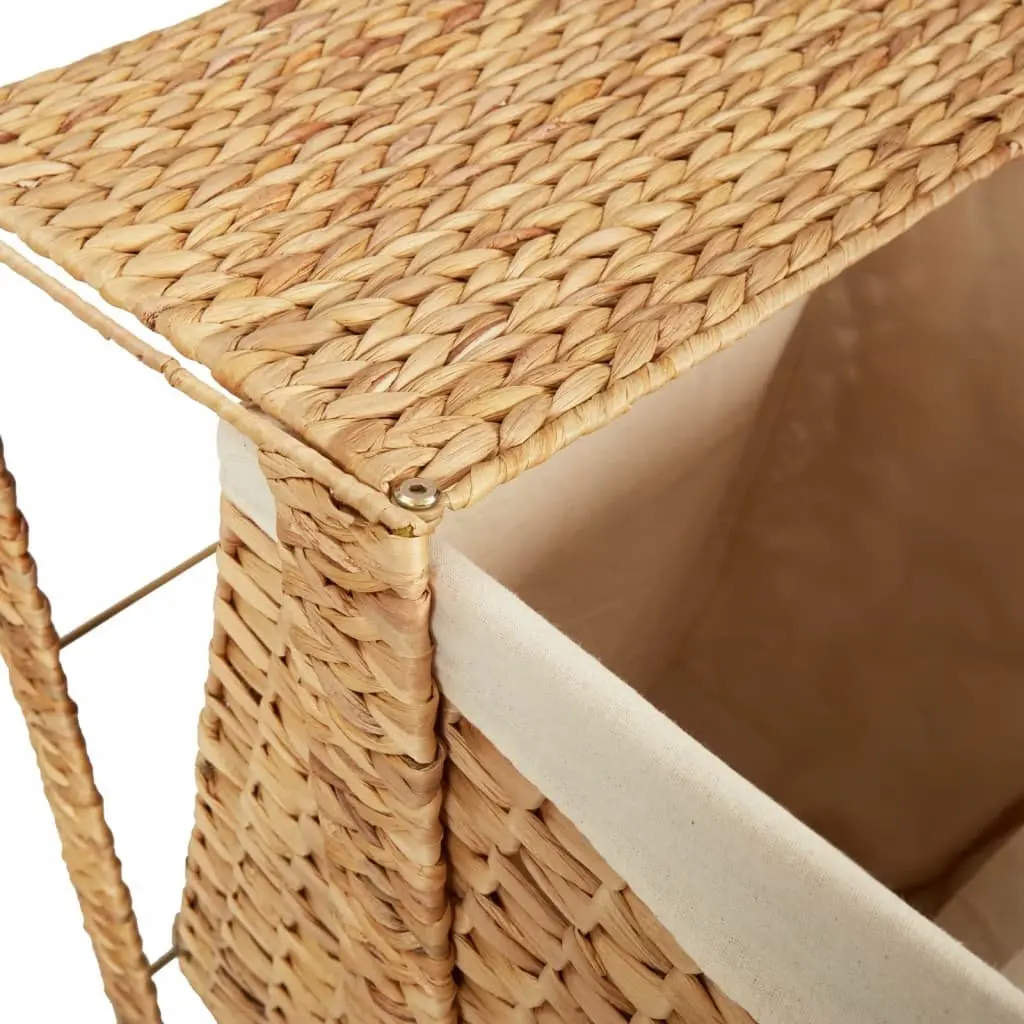 Laundry Basket for Home 44x34x64 cm Brown Water Hyacinth Storage Hamper with Lid Handle