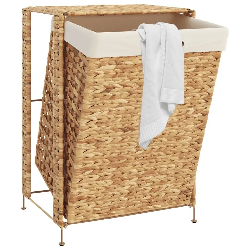 Laundry Basket for Home 44x34x64 cm Brown Water Hyacinth Storage Hamper with Lid Handle