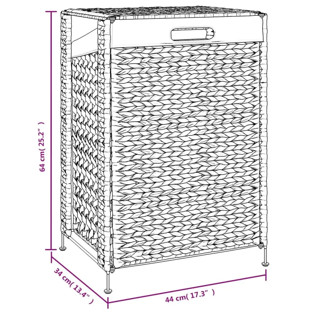 Laundry Basket for Home 44x34x64 cm Brown Water Hyacinth Storage Hamper with Lid Handle