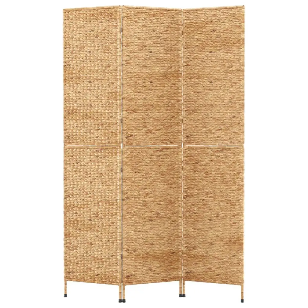 Room Divider 3-Panel Folding Screen Woven Water Hyacinth Privacy Partition Brown