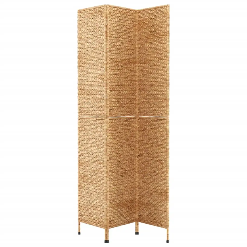 Room Divider 3-Panel Folding Screen Woven Water Hyacinth Privacy Partition Brown