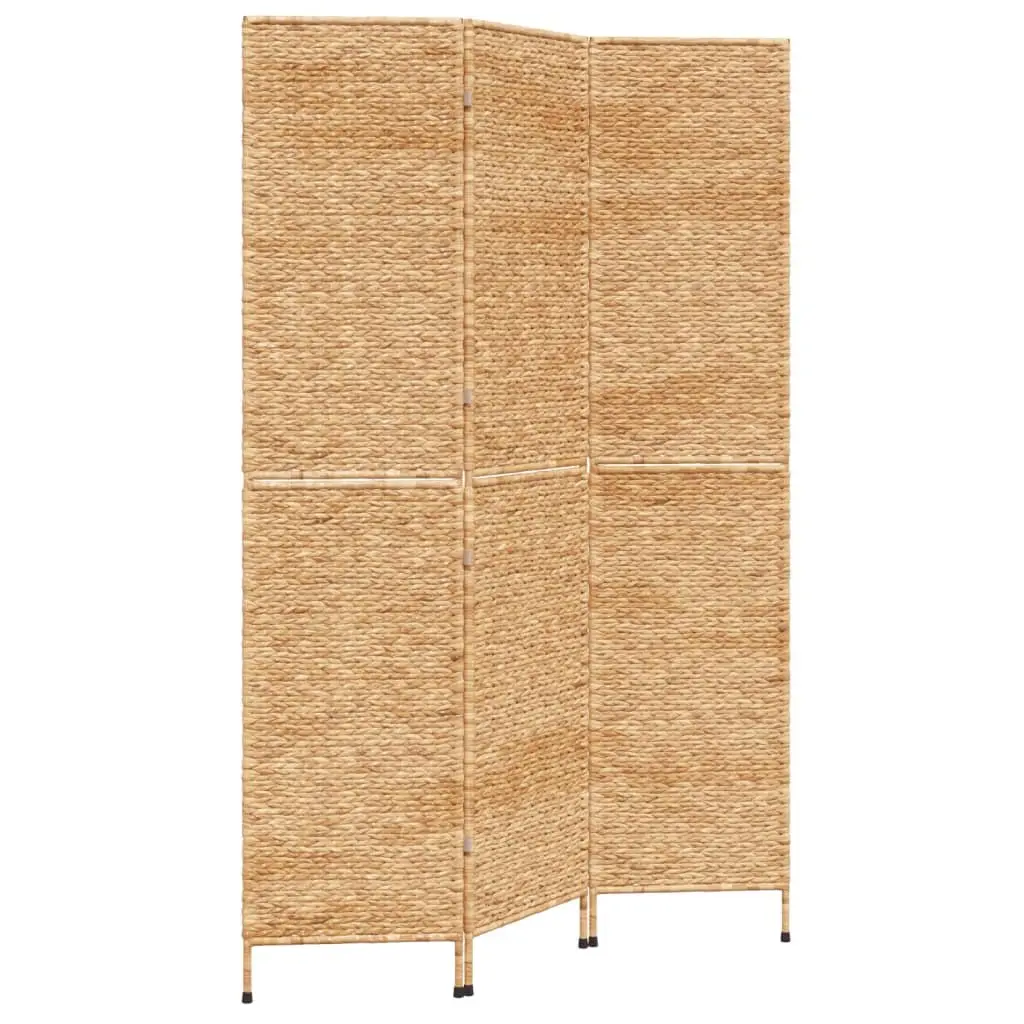 Room Divider 3-Panel Folding Screen Woven Water Hyacinth Privacy Partition Brown