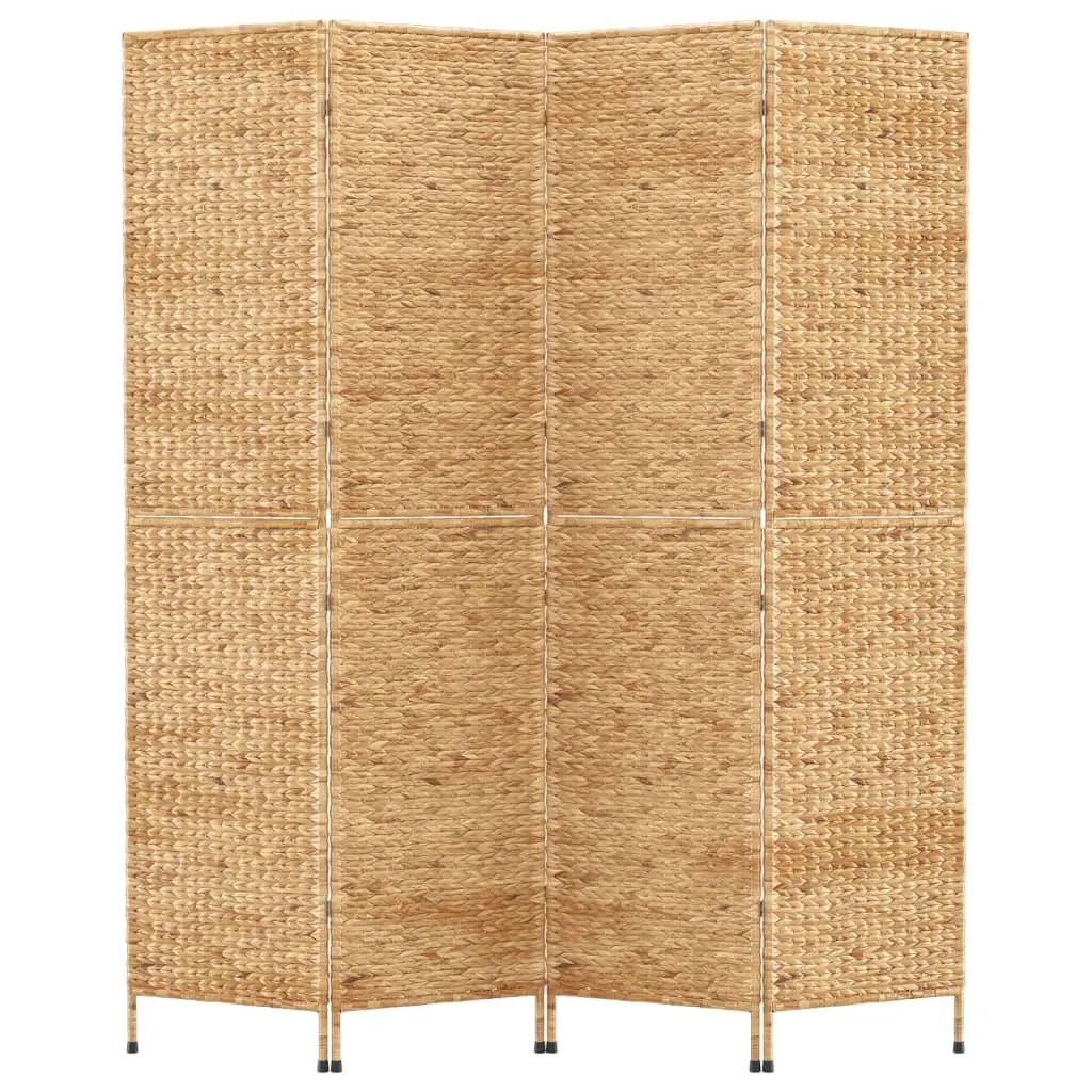 4-Panel Room Divider Screen Folding Privacy Partition Water Hyacinth Brown