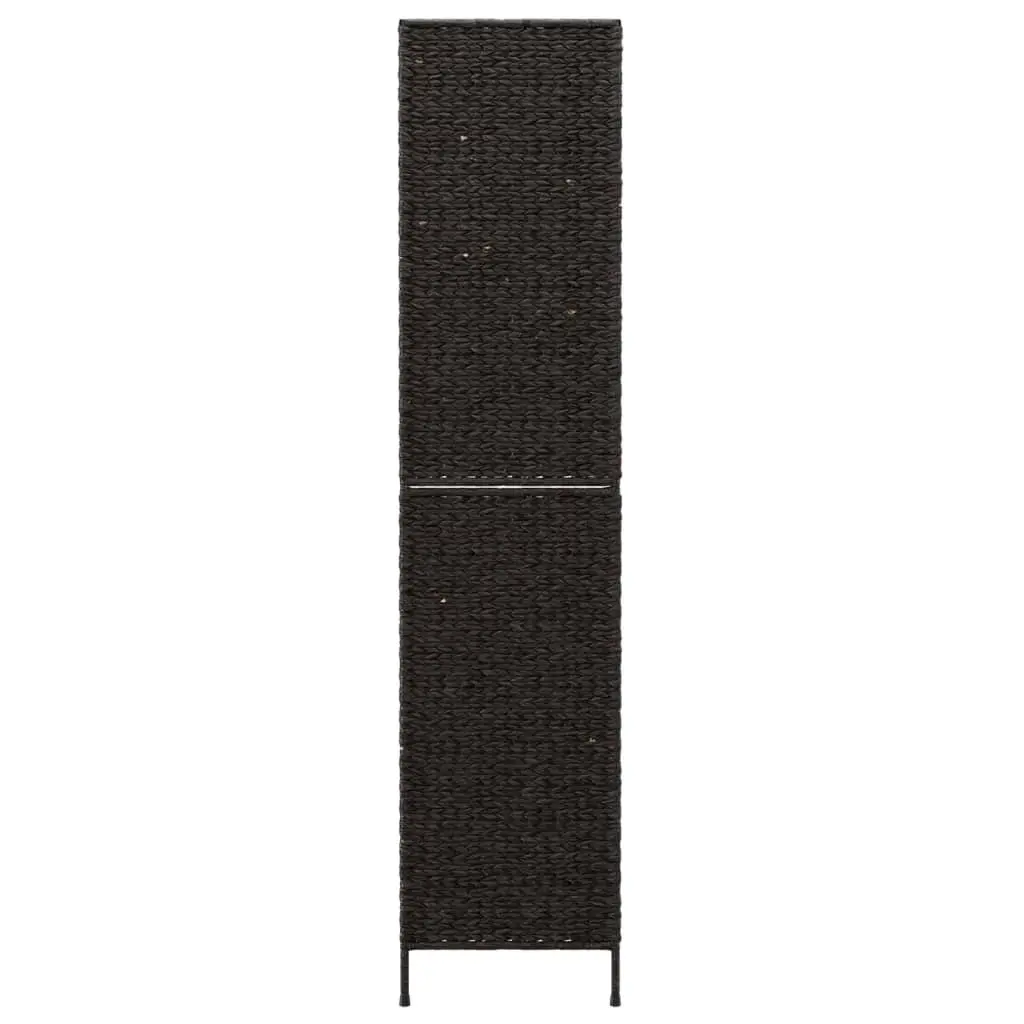 4-Panel Room Divider Screen Water Hyacinth Black Privacy Folding Partition