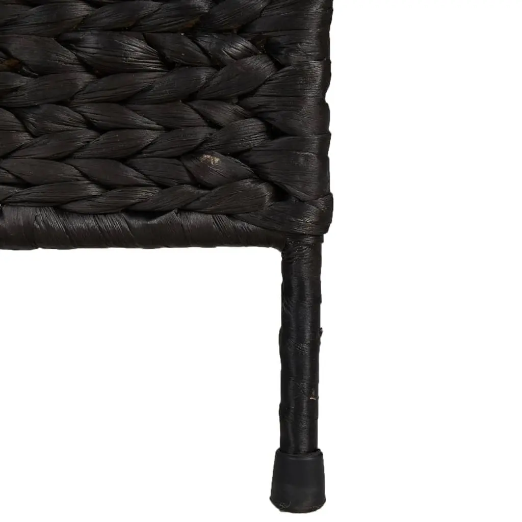 Room Divider Black 5-Panel Folding Privacy Screen Woven Water Hyacinth