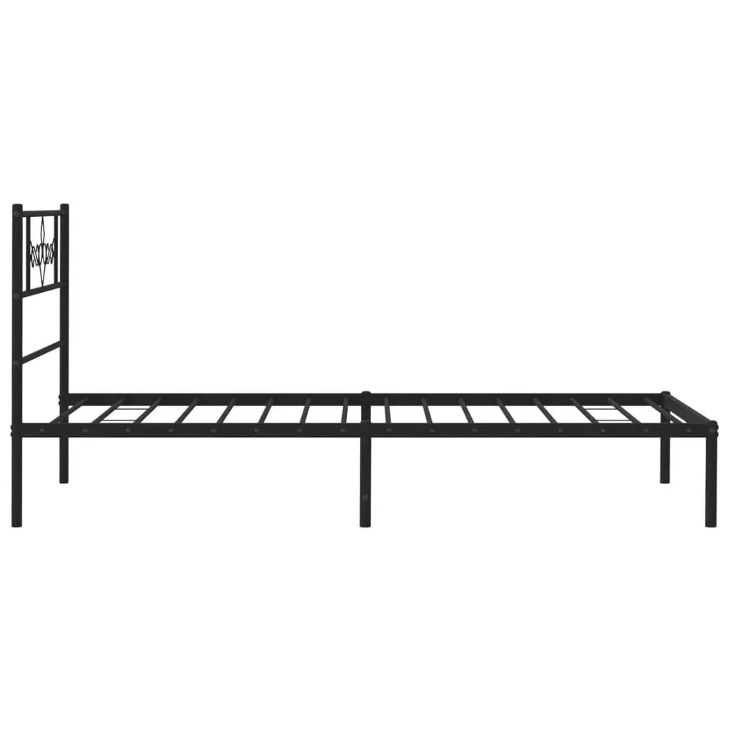 Metal Bed Frame King Single 107x203cm Black Headboard Steel Slats Storage