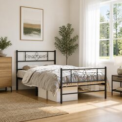 Metal Bed Frame King Single - 107x203 cm, Black Steel