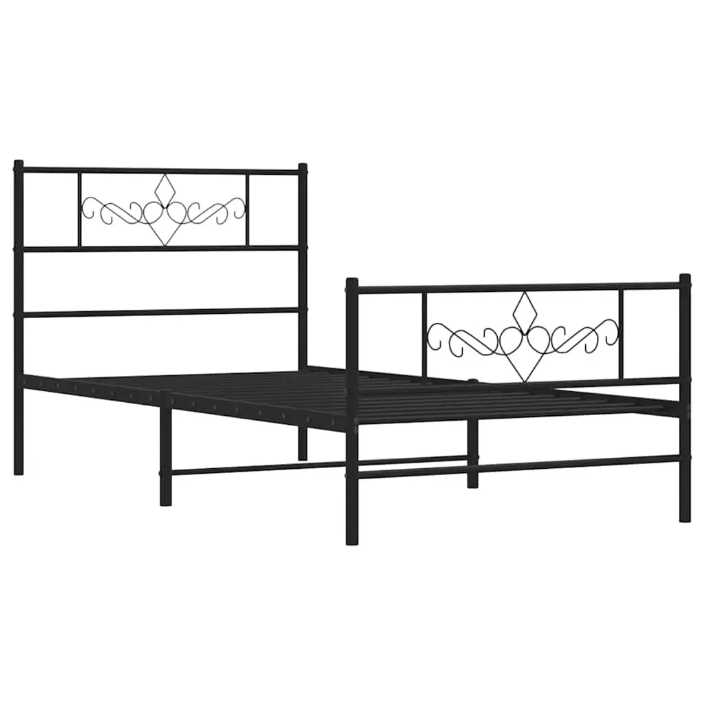 Metal Bed Frame King Single 107x203 cm with Footboard Black Bedroom Furniture
