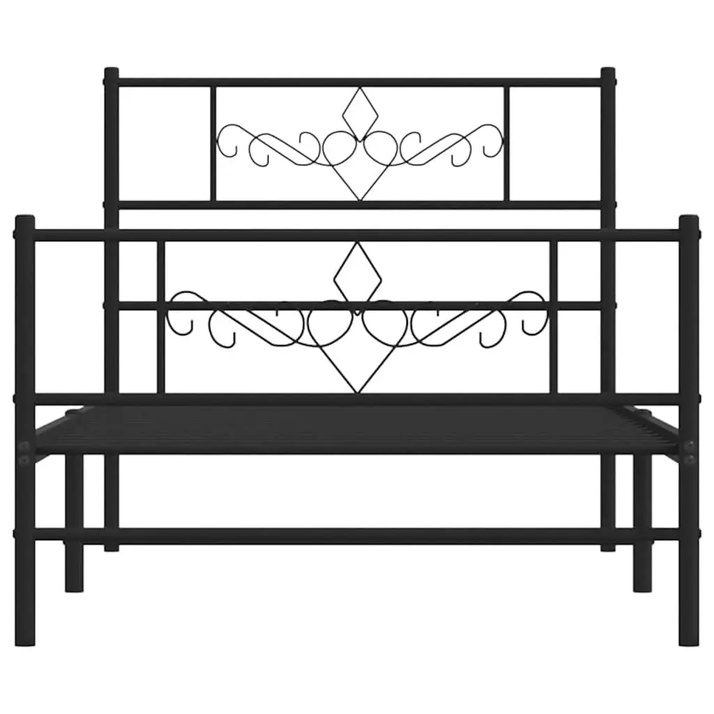 Metal Bed Frame King Single 107x203 cm with Footboard Black Bedroom Furniture