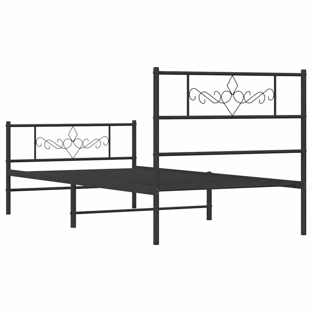 Metal Bed Frame King Single 107x203 cm with Footboard Black Bedroom Furniture