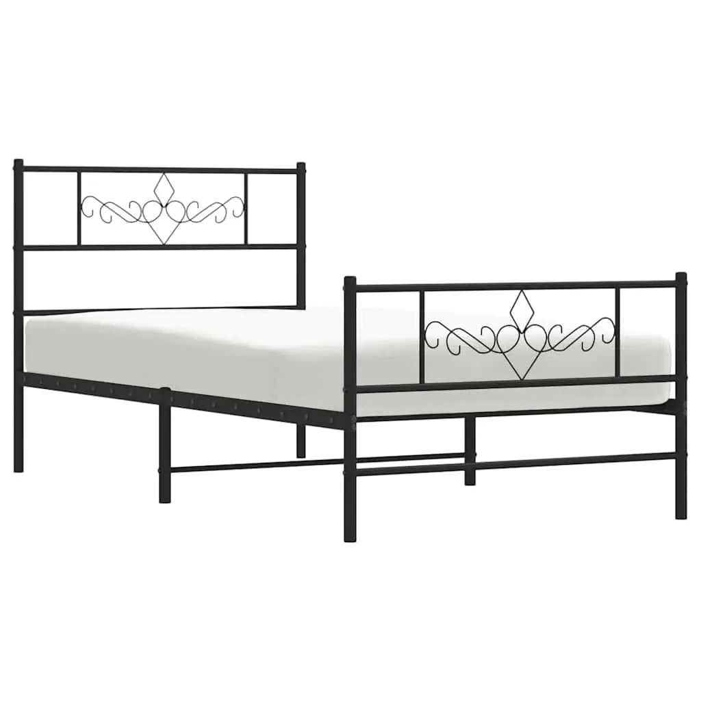 Metal Bed Frame King Single 107x203 cm with Footboard Black Bedroom Furniture