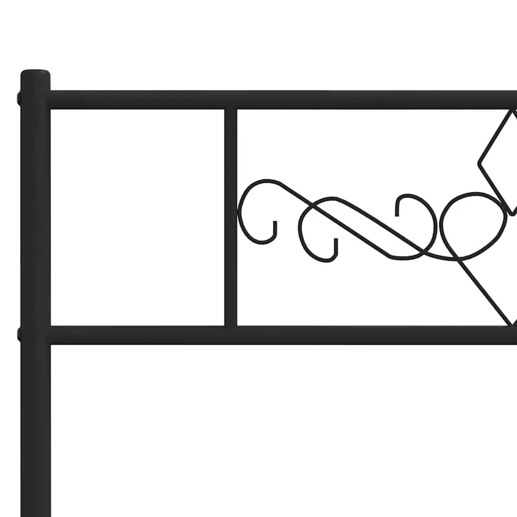 Metal Bed Frame 135x190 cm with Footboard Headboard Slatted Base Black