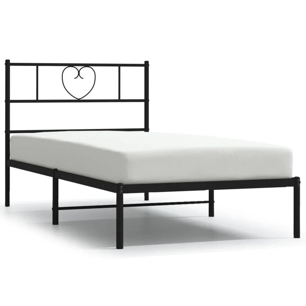 Metal Bed Frame King Single Bedroom 107x203 cm Black
