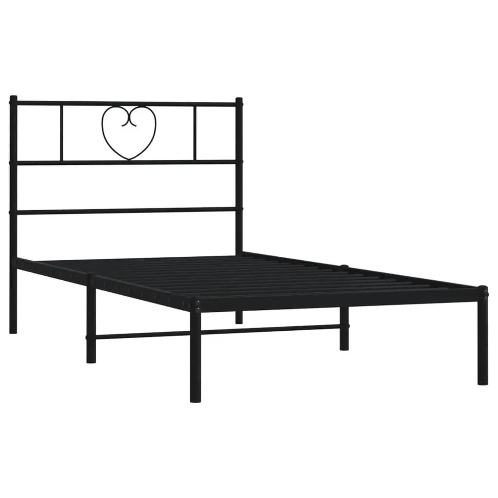 Metal Bed Frame King Single Bedroom 107x203 cm Black