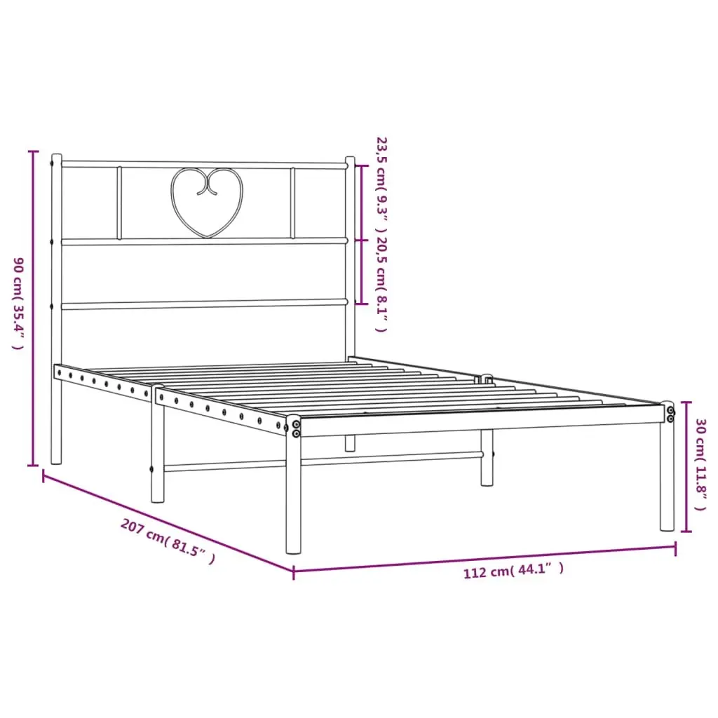 Metal Bed Frame King Single Bedroom 107x203 cm Black