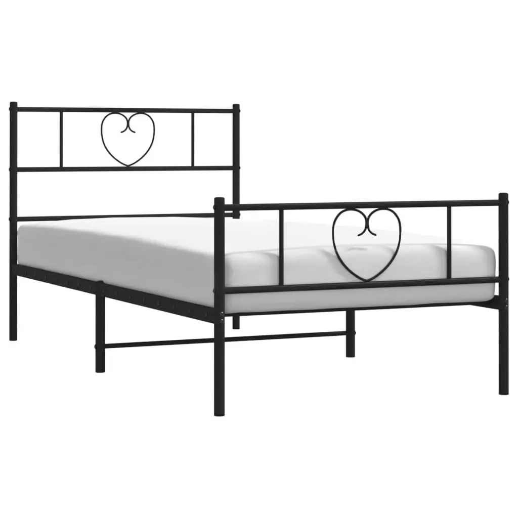 Metal Bed Frame King Single Bedroom 107x203 cm Black