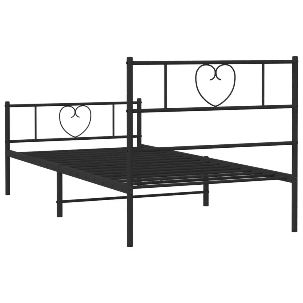 Metal Bed Frame King Single Bedroom 107x203 cm Black