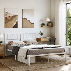 Specifications of White Metal Bed Frame with Headboard 150x200 cm