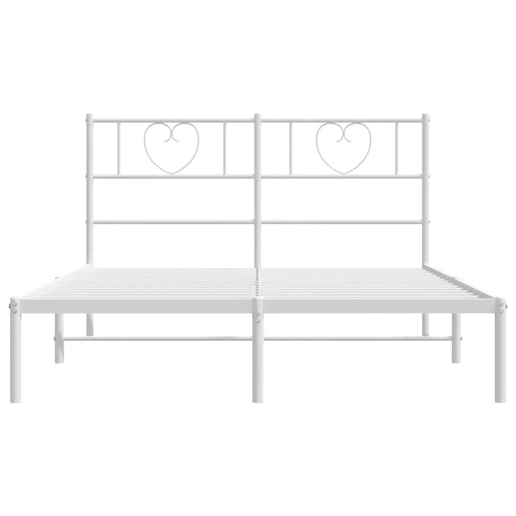 White Metal Bed Frame with Headboard 150x200 cm