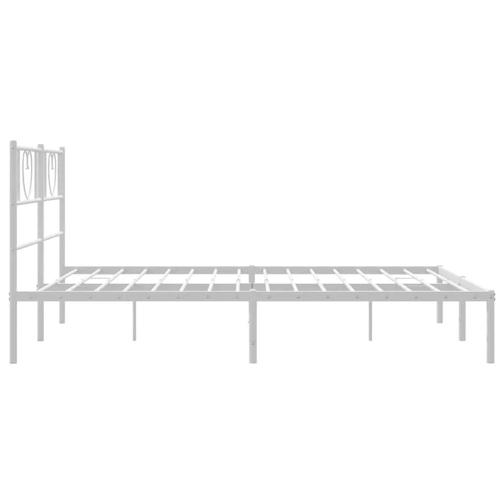 White Metal Bed Frame with Headboard 150x200 cm