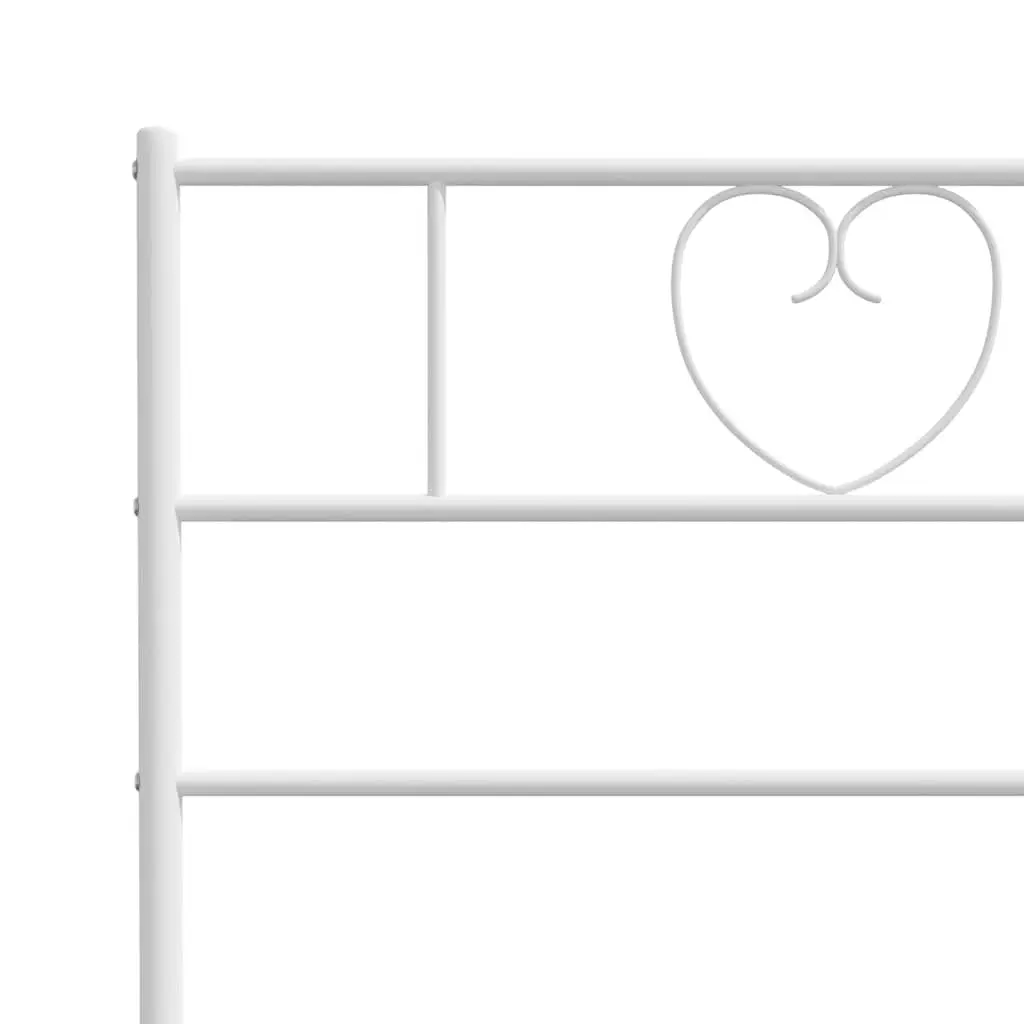 White Metal Bed Frame with Headboard 150x200 cm