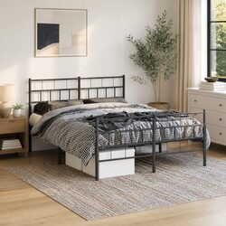 Metal Bed Frame Specifications: 135x190 cm, Black Steel