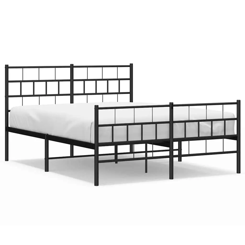 Metal Bed Frame Bedroom 135x190 cm Black Steel